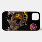 DRAGO, FANTASY DRAGON, PINK LILA GEMSTONE MONOGRAM Case-Mate iPhone HÜLLE (Rückseite (Horizontal))