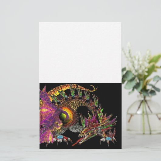 DRAGO/FANTASY GOLD DRAGON IN LILA SCHWARZ BRIEFPAPIER (Stehend Vorderseite)