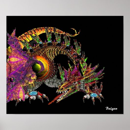 DRAGO/FANTASY GOLD DRAGON IN LILA UND SCHWARZ POSTER (Vorne)