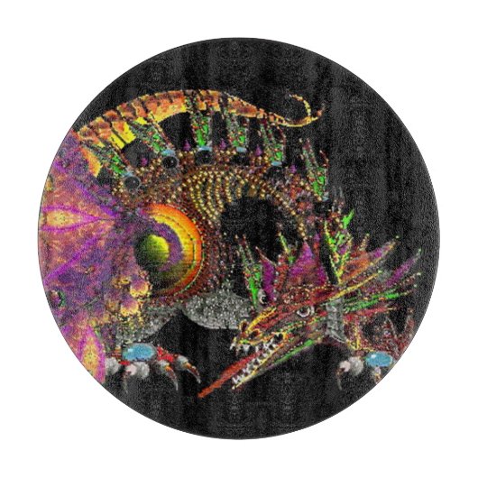 DRAGO/FANTASY GOLD DRAGON IN LILA UND SCHWARZ SCHNEIDEBRETT (Vorderseite)