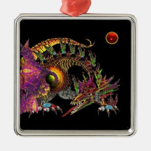 DRAGO/FANTASY GOLD DRAGON IN LILA UND SCHWARZ SILBERNES ORNAMENT