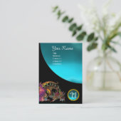 DRAGO GEM STONE MONOGRAM Schwarz-Blau-Aquamarine Visitenkarte (Stehend Vorderseite)