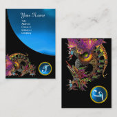 DRAGO GEM STONE MONOGRAM Schwarz-Blau-Saphir Visitenkarte (Vorne/Hinten)