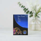 DRAGO GEM STONE MONOGRAM Schwarz-Blau-Saphir Visitenkarte (Stehend Vorderseite)