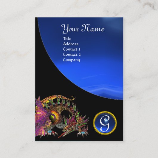 DRAGO GEM STONE MONOGRAM Schwarz-Blau-Saphir Visitenkarte (Vorderseite)