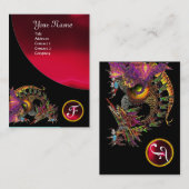 DRAGO GEM STONE MONOGRAM, schwarz, rot, Bordeaux Visitenkarte (Vorne/Hinten)