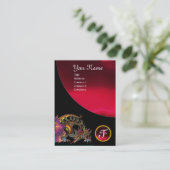 DRAGO GEM STONE MONOGRAM, schwarz, rot, Bordeaux Visitenkarte (Stehend Vorderseite)