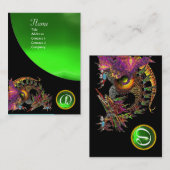 DRAGO GEM STONE MONOGRAM schwarzgrüner Smaragd Visitenkarte (Vorne/Hinten)