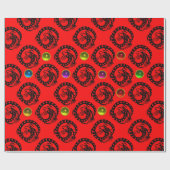 DRAGO- UND FARBSTONEN GESCHENKPAPIER (Flach)