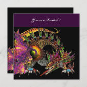 DRAGO violett lila schwarz Einladung (Vorne/Hinten)