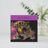 DRAGO violett lila schwarz Einladung (Stehend Vorderseite)