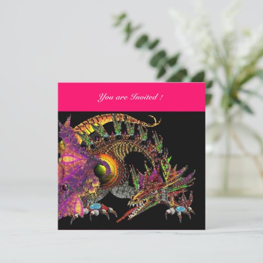 DRAGO violett lila schwarz rosa Einladung (Stehend Vorderseite)