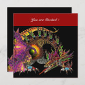 DRAGO violett lila schwarz rot Einladung (Vorne/Hinten)