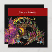 DRAGO violett lila schwarz rot Einladung (Vorne/Hinten)