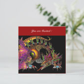 DRAGO violett lila schwarz rot Einladung (Stehend Vorderseite)