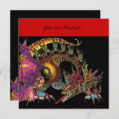 DRAGO violett lila schwarz rot Einladung (Vorne/Hinten)