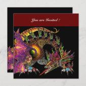 DRAGO violett lila schwarz rot Einladung (Vorne/Hinten)