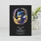 Dragon 1. Geburtstag Einladung (Stehend Vorderseite)