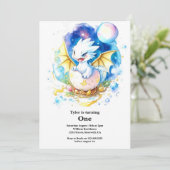 Dragon 1. Geburtstag Einladung (Stehend Vorderseite)