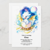 Dragon 1. Geburtstag Einladung (Vorne/Hinten)