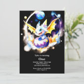 Dragon 1. Geburtstag Einladung (Stehend Vorderseite)