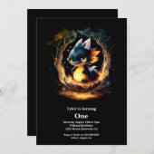 Dragon 1. Geburtstag Einladung (Vorne/Hinten)