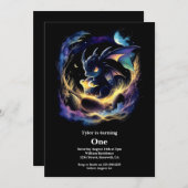 Dragon 1. Geburtstag Einladung (Vorne/Hinten)