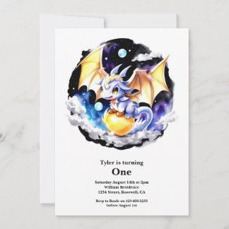 Dragon 1. Geburtstag Einladung