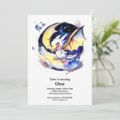 Dragon 1. Geburtstag Einladung (Stehend Vorderseite)