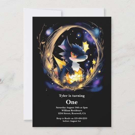 Dragon 1. Geburtstag Einladung (Vorderseite)