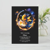 Dragon 1. Geburtstag Einladung (Stehend Vorderseite)