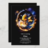 Dragon 1. Geburtstag Einladung (Vorne/Hinten)