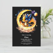Dragon 1. Geburtstag Einladung (Stehend Vorderseite)