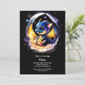 Dragon 1. Geburtstag Einladung (Stehend Vorderseite)