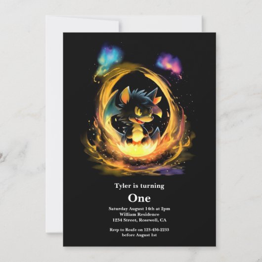 Dragon 1. Geburtstag Einladung (Vorderseite)