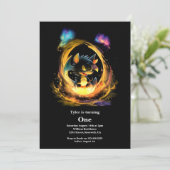 Dragon 1. Geburtstag Einladung (Stehend Vorderseite)