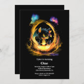 Dragon 1. Geburtstag Einladung (Vorne/Hinten)