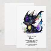 Dragon 1. Geburtstag Einladung (Vorne/Hinten)