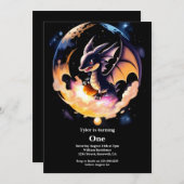 Dragon 1. Geburtstag Einladung (Vorne/Hinten)