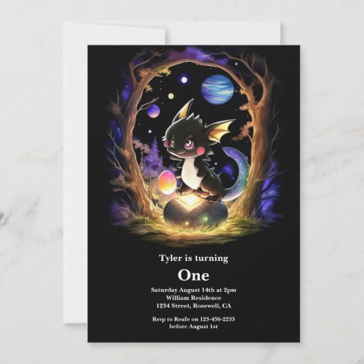 Dragon 1. Geburtstag Einladung (Vorderseite)