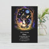 Dragon 1. Geburtstag Einladung (Stehend Vorderseite)