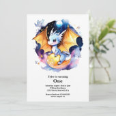 Dragon 1. Geburtstag Einladung (Stehend Vorderseite)