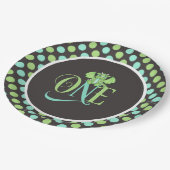 Dragon 1. Geburtstag Teller Grün/Blau/Grau (Schrägansicht)