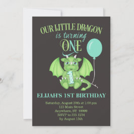 Dragon 1st Birthday Einladung mit optionalem Foto