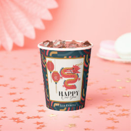 Dragon 2024 Aquamariner chinesischer Neujahrsfest Pappbecher