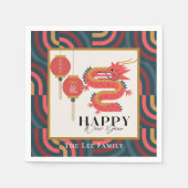 Dragon 2024 Aquamariner chinesischer Neujahrsfest Serviette (Vorderseite)