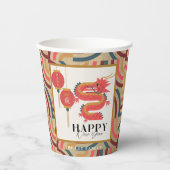 Dragon 2024 Gold Chinesischer Neujahrsfest Pappbecher (Vorderseite)