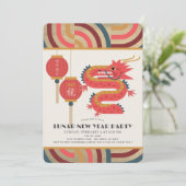 Dragon 2024 Gold Lunar/Chinesisches New Year Party Einladung (Stehend Vorderseite)