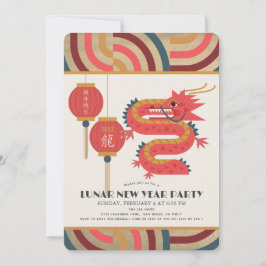 Dragon 2024 Gold Lunar/Chinesisches New Year Party Einladung