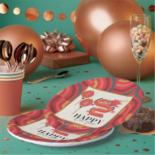 Dragon 2024 Red Chinese New Year Holiday Pappteller